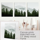 Green Mountain Forest 3 Piece Wall Art. Foggy Nordic Nature by Wall Art Set
