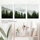 Green Mountain Forest 3 Piece Wall Art. Foggy Nordic Nature by Wall Art Set