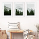Green Mountain Forest 3 Piece Wall Art. Foggy Nordic Nature by Wall Art Set