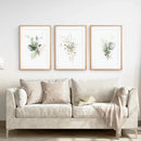 Green Watercolor Botanical Herbal Wall Art Set of 3 Prints