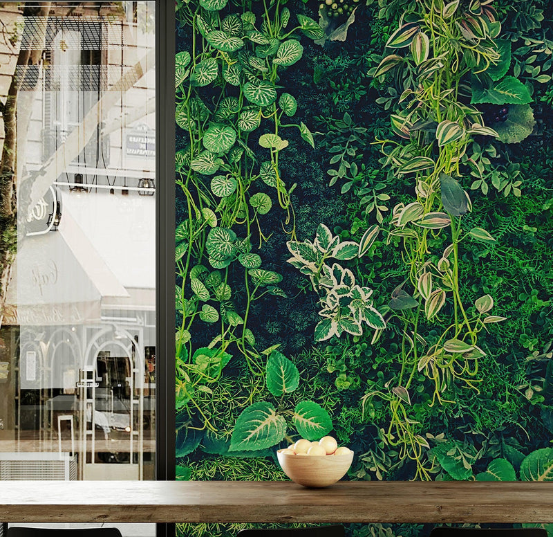 Greenery Jungle Bush Wallpaper Mural. Tropical Leaves / Fern Wallpaper.