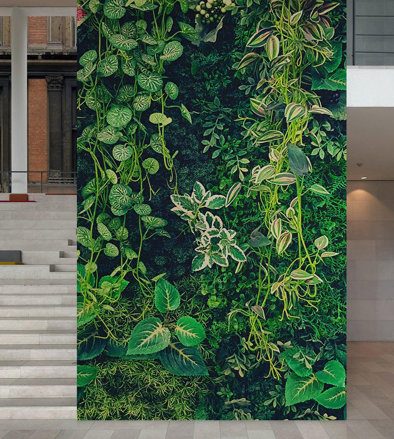 Greenery Jungle Bush Wallpaper Mural. Tropical Leaves / Fern Wallpaper.