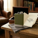 8 oz Green Stainless Steel Flask with Silver Bottom by creativegiftsdirect