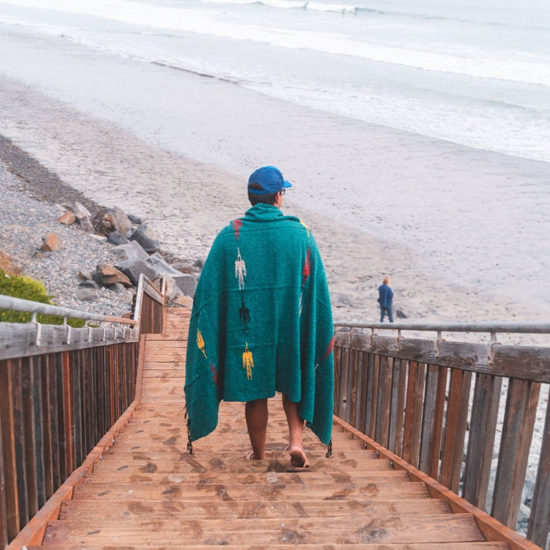 Turquoise Green Baja Thunderbird Blanket