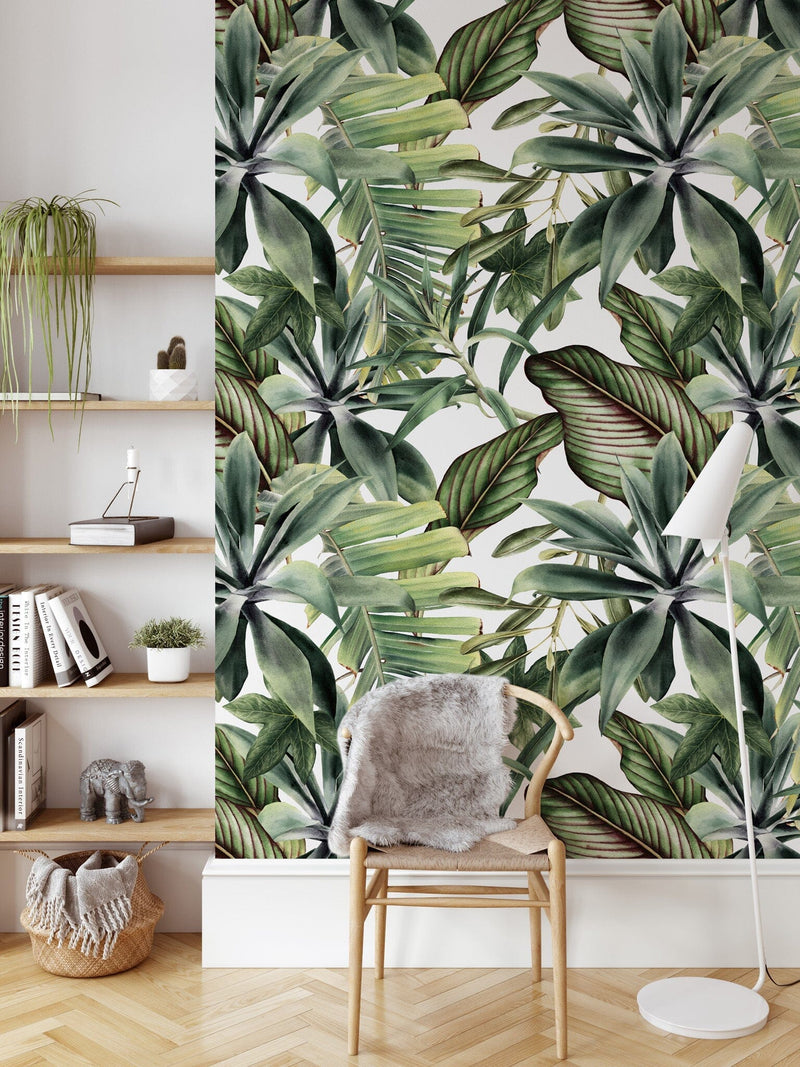 Green Tropical Leaves Self Adhesive Wallpaper
