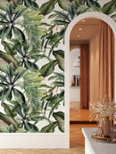 Green Tropical Leaves Self Adhesive Wallpaper
