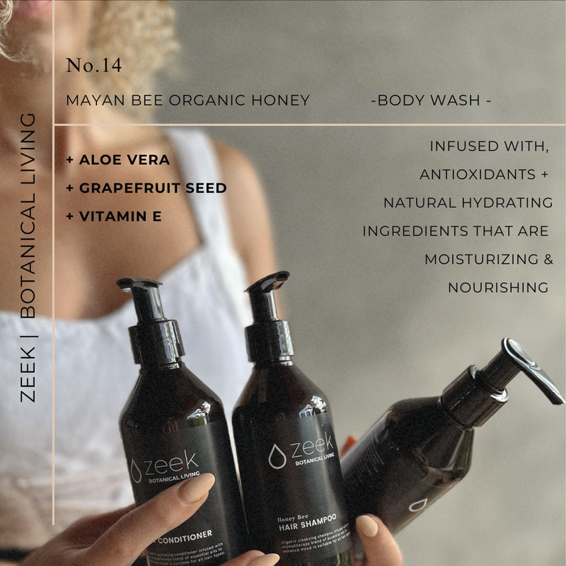 ZEEK MAYAN BEE ORGANIC HONEY BODY WASH / 16 OZ BOTTLE