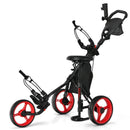 3 Wheels Folding Golf Push Cart with Seat Scoreboard and Adjustable Handle by LJGDeals