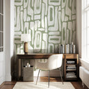Modern Abstract Sage Green Geometric Wallpaper