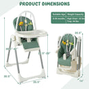4-in-1 Foldable Baby High Chair with 7 Adjustable Heights and Free Toys Bar by LJGDeals