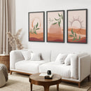 Boho Abstract Wall Art Set of 3 Prints. Green Leaves by Wall Art Set