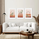 Boho Abstract Wall Art Set of 3 Prints. Green Leaves by Wall Art Set