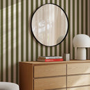 Olive Coast - Green Vertical Striped Removable Wallpaper