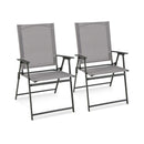 2 Pieces Patio Folding Chairs with Armrests for Deck Garden Yard by LJGDeals