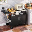 Outdoor Grill Cart with Storage and Folding Stainless Steel Top-Black by LJGDeals