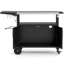 Outdoor Grill Cart with Storage and Folding Stainless Steel Top-Black by LJGDeals