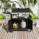 Outdoor Grill Cart with Storage and Folding Stainless Steel Top-Black by LJGDeals