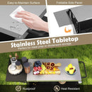 Outdoor Grill Cart with Storage and Folding Stainless Steel Top-Black by LJGDeals