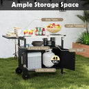 Outdoor Grill Cart with Storage and Folding Stainless Steel Top-Black by LJGDeals