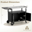 Outdoor Grill Cart with Storage and Folding Stainless Steel Top-Black by LJGDeals