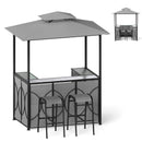 6.5 x 4 x 8 FT Grill Gazebo Set with 2 Bar Stools and Bar Table-Brown by DirectDeals