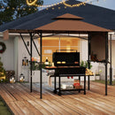13 x 5 Feet Grill Gazebo with Dual Side Awnings and 2 Shelves Adjustable Shadow by LJGDeals