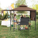 13 x 5 Feet Grill Gazebo with Dual Side Awnings and 2 Shelves Adjustable Shadow by LJGDeals