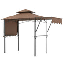 13 x 5 Feet Grill Gazebo with Dual Side Awnings and 2 Shelves Adjustable Shadow by LJGDeals