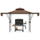 13 x 5 Feet Grill Gazebo with Dual Side Awnings and 2 Shelves Adjustable Shadow by LJGDeals