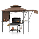13 x 5 Feet Grill Gazebo with Dual Side Awnings and 2 Shelves Adjustable Shadow by DirectDeals