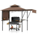 13 x 5 Feet Grill Gazebo with Dual Side Awnings and 2 Shelves Adjustable Shadow by LJGDeals