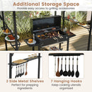 13 x 5 Feet Grill Gazebo with Dual Side Awnings and 2 Shelves Adjustable Shadow by DirectDeals