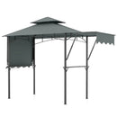 13 x 5 Feet Grill Gazebo with Dual Side Awnings and 2 Shelves Adjustable Shadow by LJGDeals
