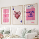 Preppy Pink Girly Poster Set of 3 Wall Art Decor by Wall Art Set