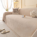 Embossed Leaf Pattern Couch Cover Throw Blanket, Japandi Furniture Cover Protector