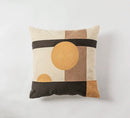 GobekUsa Geometric Embroidery Cushion Cover Set - Blue Coffee Yellow Grey Abstract Square