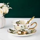 GobekUsa Bone China Tea Cup Set with Spoon - Elegant English Afternoon Tea Mugs