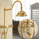 GobekUsa Gold Brass Jade Bath Shower Set Wall Mounted Rainfall Hand Shower Faucet