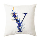 GobekUsa Blue Alphabet Flower Letter Pillowcase for Home Decor