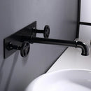 GobekUsa Black Wall Mounted Dual Handle Basin Faucet Industrial Style Mixer Tap