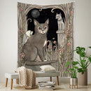 GobekUsa Black Cat Tarot Tapestry: Psychedelic Hippie Wall Hanging Room Decor