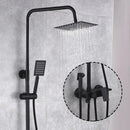GobekUsa Black Brass Shower Set with Tub Faucet - Rainfall Bath Mixer for Bathtub