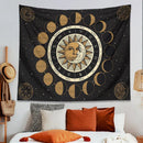 GobekUsa Astrology Wheel Tapestry Moon Phase Sun and Moon Starry Sky Home Decor