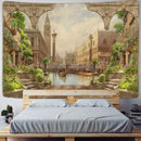 GobekUsa Green Plant Landscape Tapestry | Boho Wall Hanging for City Castle Hill