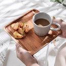 GobekUsa Acacia Wood Breakfast Tray - Rectangular Fruit Plate with Wooden Cutlery