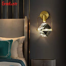 GobekUsa Crystal LED Wall Sconce Copper Light Fixture for Modern Luxury Home Decor