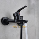 GobekUsa Black Finish Wall Mounted Bathroom Shower Faucet with Handheld Mixer