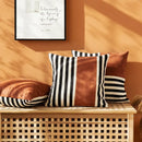 GobekUsa Black Stripe Faux Leather Pillow Cover 45x45cm for Home Decor