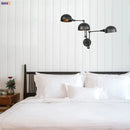 GobekUsa Loft Antique Edison 3-Head Black Wall Sconce Swing Arm Light