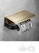 GobekUsa Gold & Black Bathroom Hardware Set: Shelf, Towel Rack, Paper Holder, Brush Holder